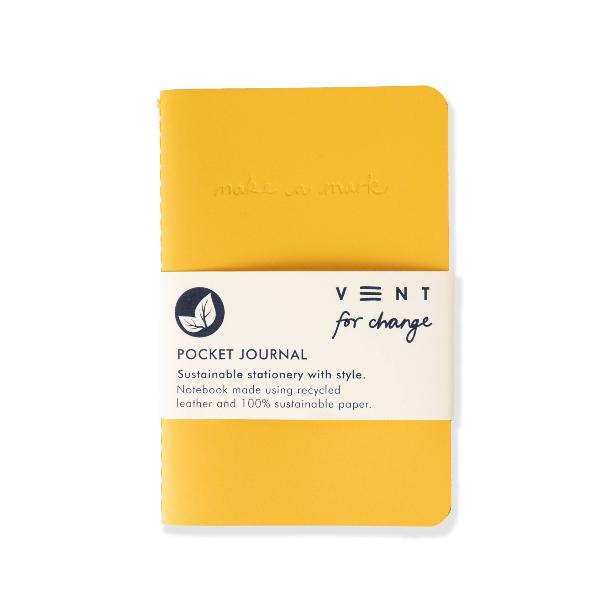 Recycled Leather Pocket Notebook Journal - Mustard Yellow