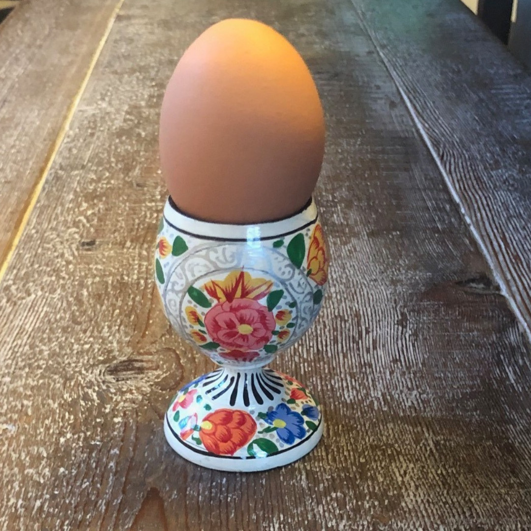 White Floral Easter Egg Cup