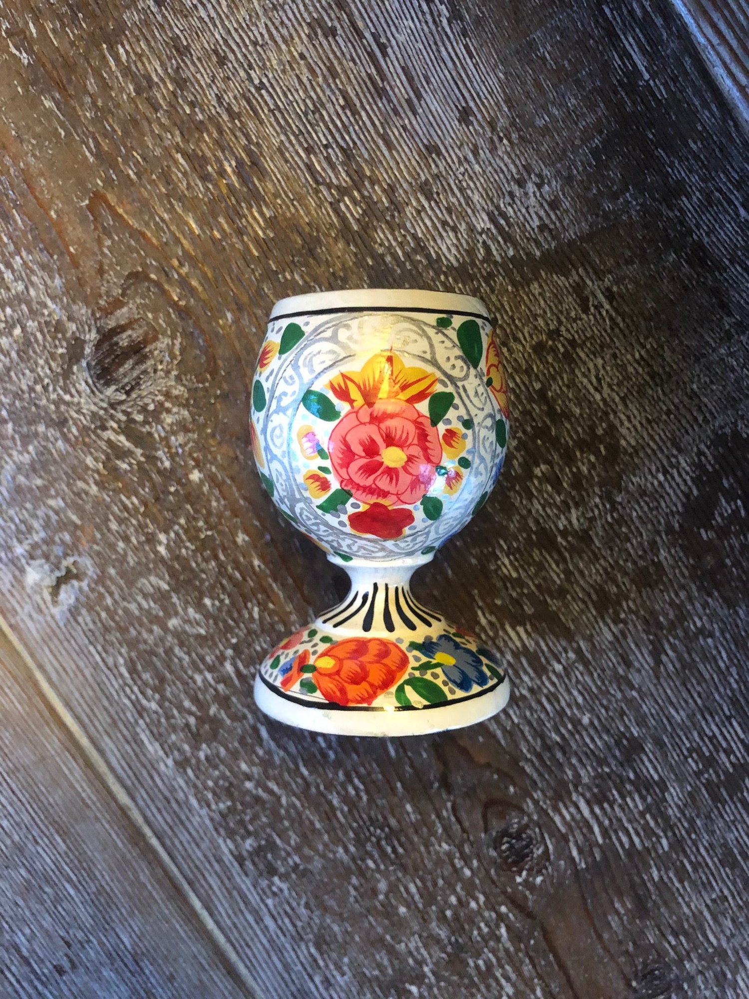 White Floral Easter Egg Cup