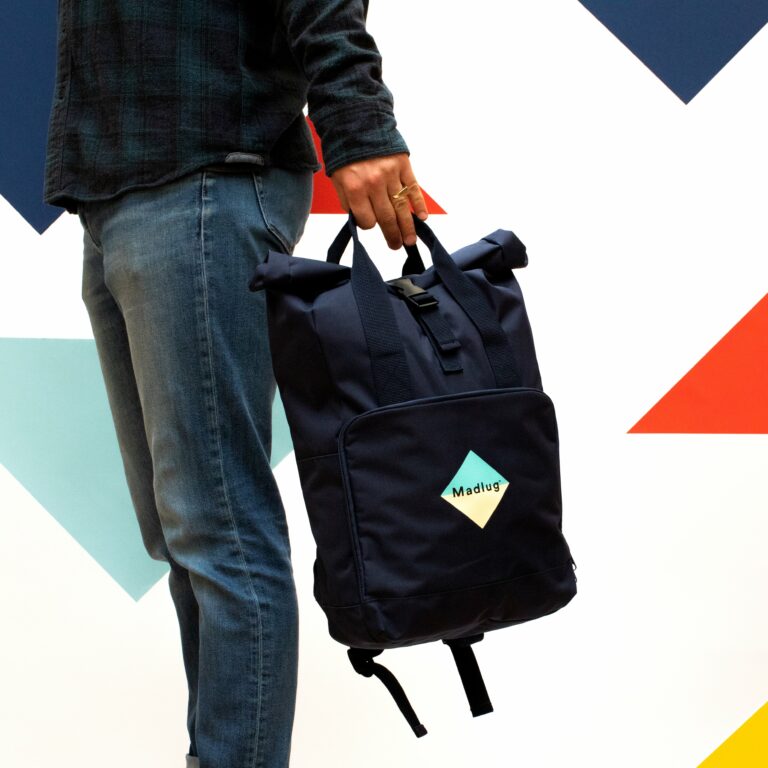 Navy Blue Roll-top Backpack