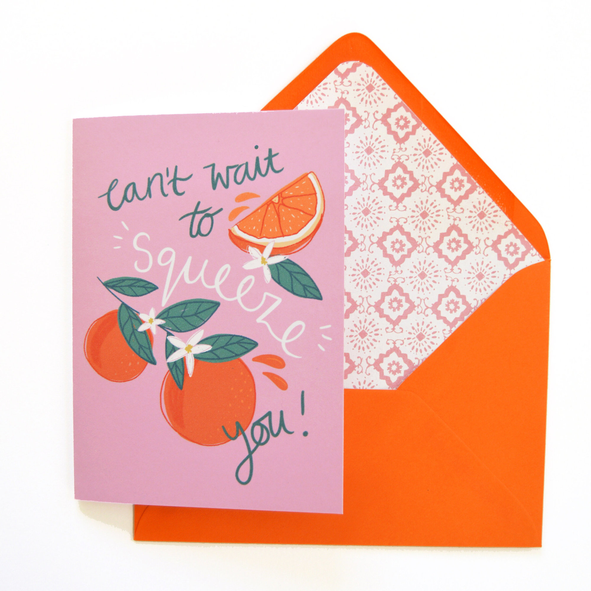 Can't Wait To Squeeze You! 
Botanical Orange Card - Just the card, Lined Envelope