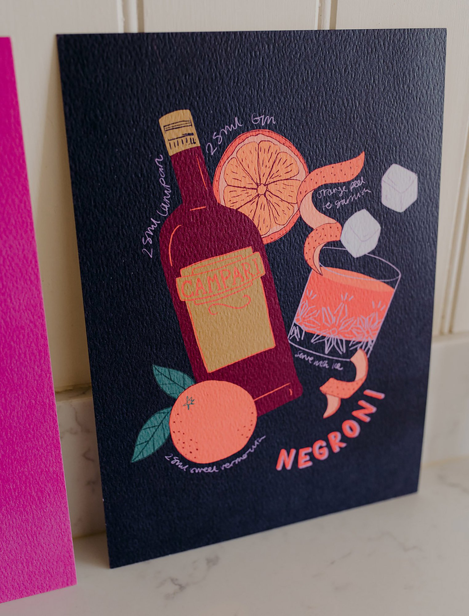 Cocktail Art Prints - Negroni, A5