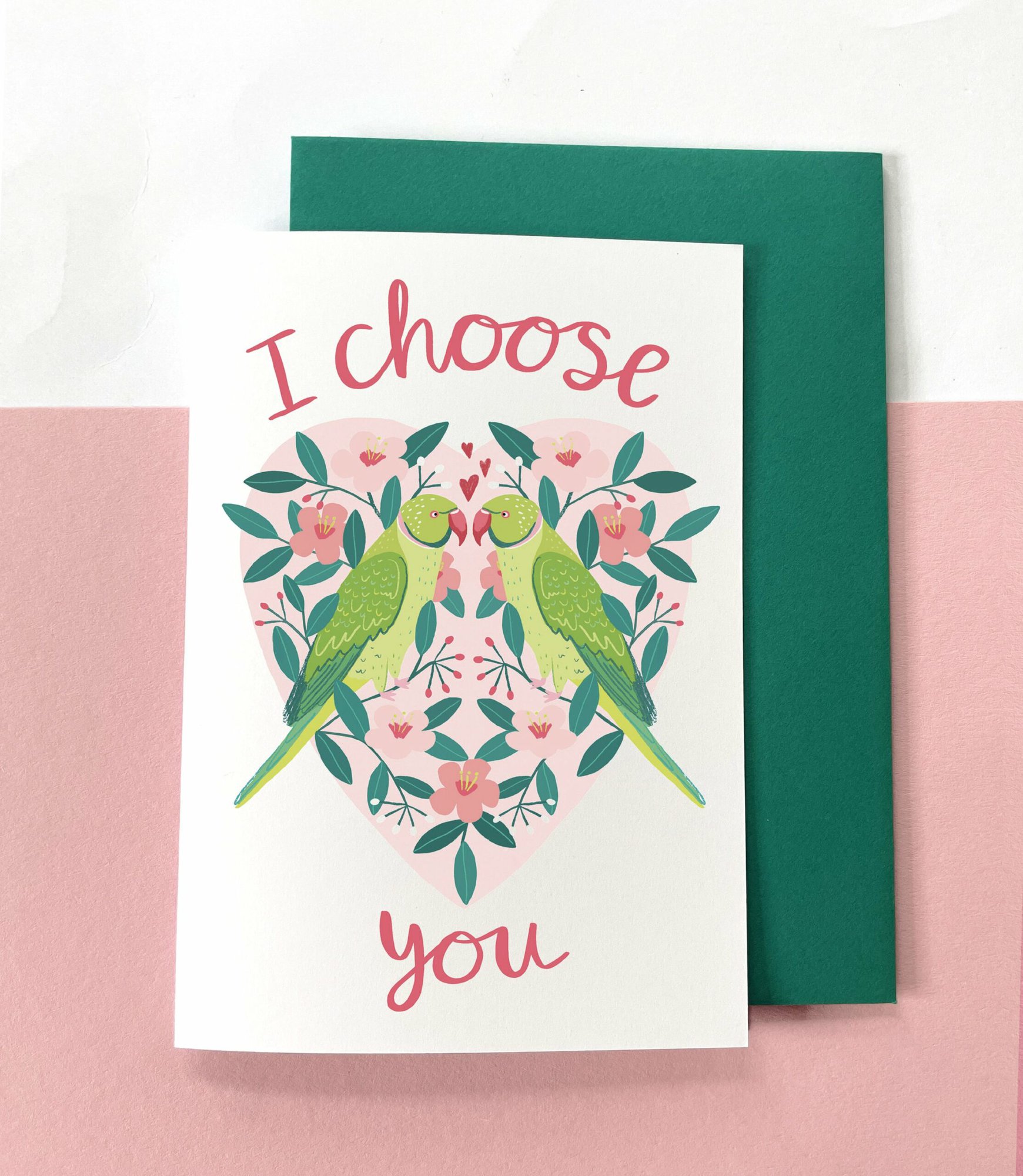 'i Choose You' Parakeets Card