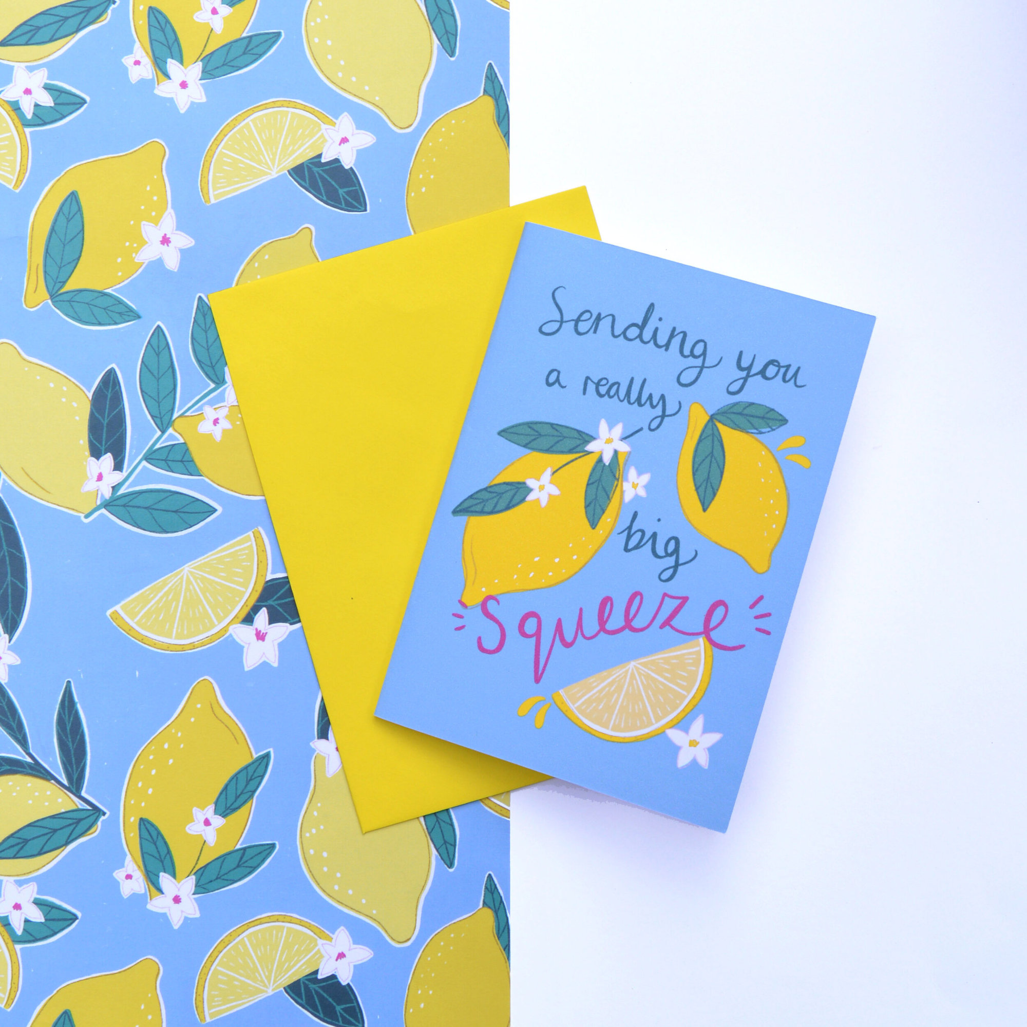 Sending You A Really Big Squeeze! 
Botanical Lemon Card - Card + co-ordinating wrap, Standard