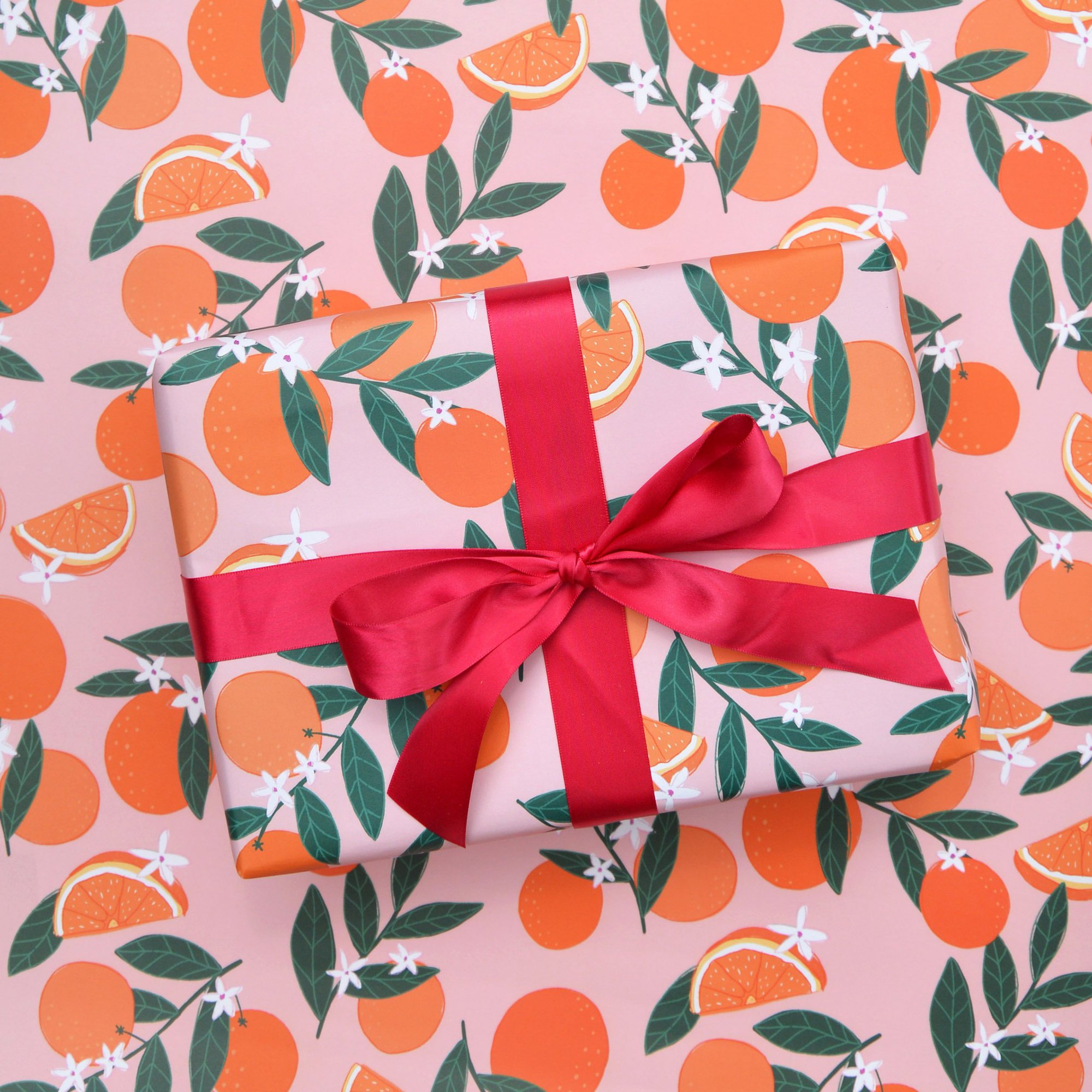 Sevilla Oranges Wrapping Paper - 2 sheets & 2 tags oranges wrap