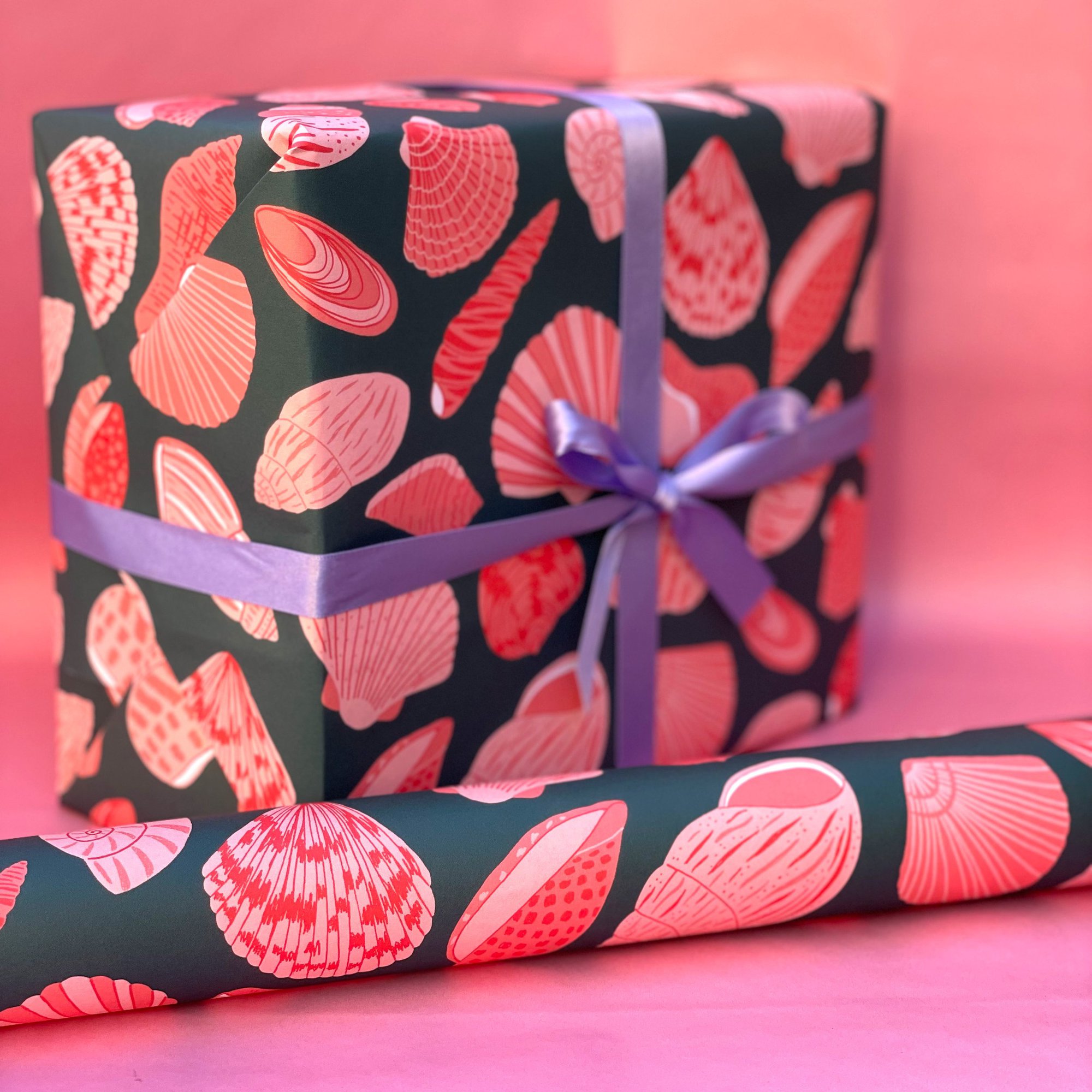 Shells Wrapping Paper - 2 sheets and 2 tags
