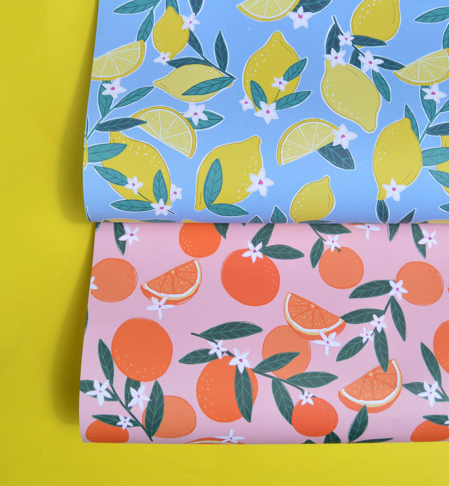 Sorrento Lemons Wrapping Paper - 2 sheet bundle - oranges and lemons (no tags)