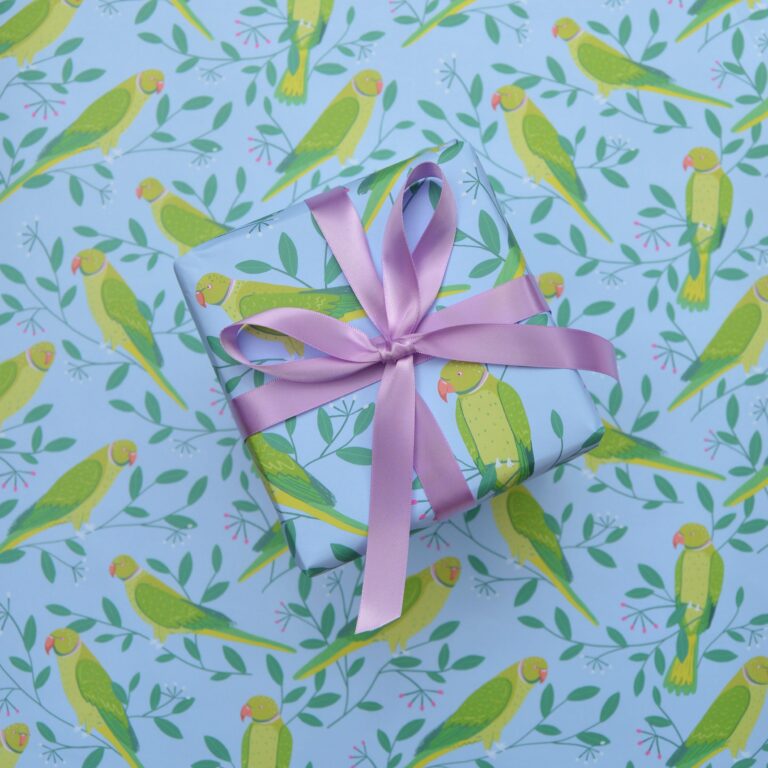 Spring Parakeets Wrapping Paper