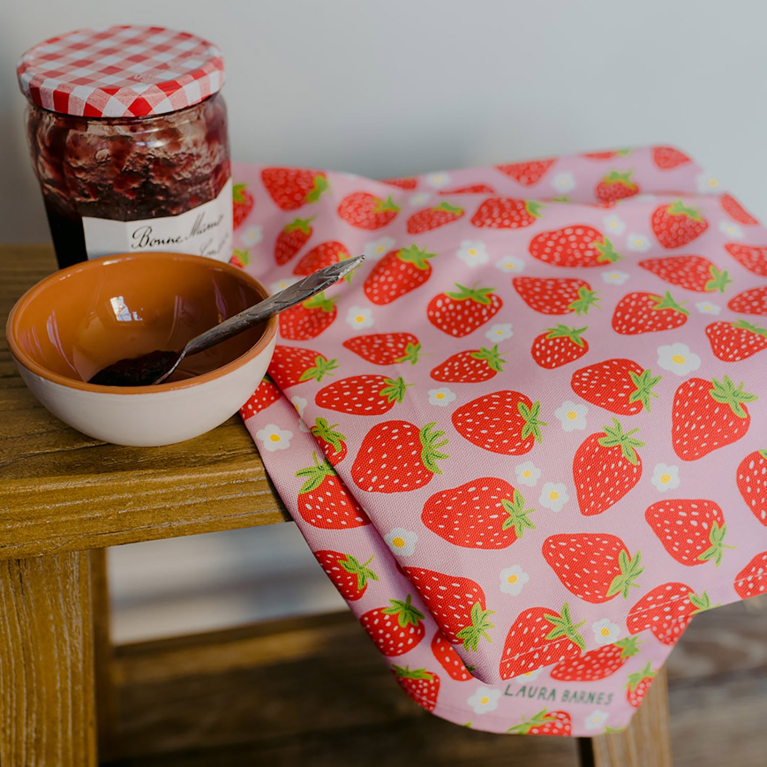 Sweet Strawberries Organic Cotton Tea Towel
