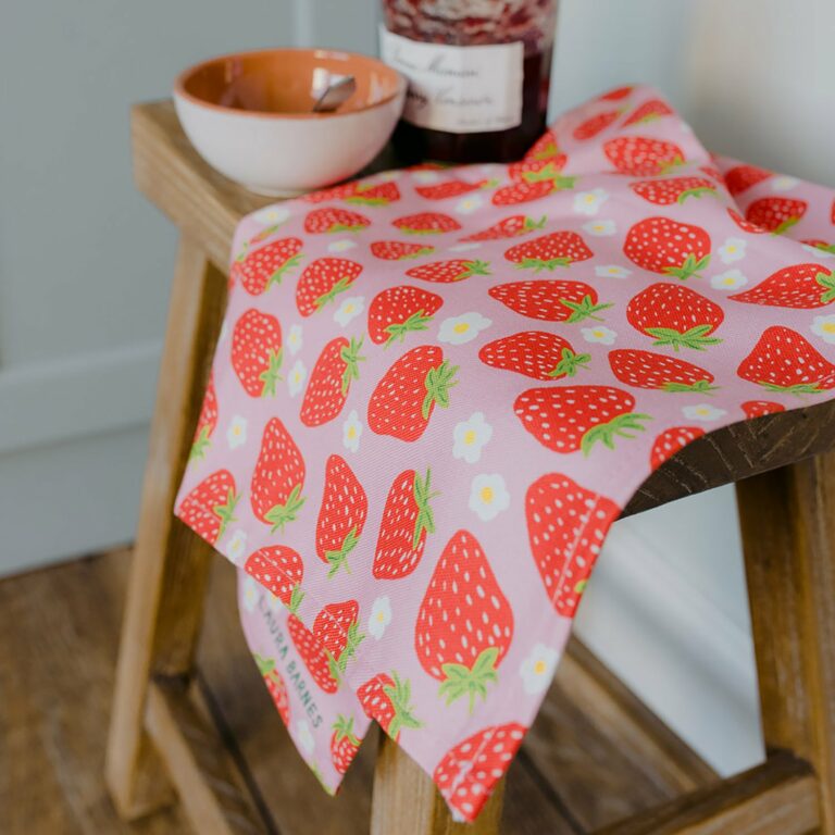 Sweet Strawberries Organic Cotton Tea Towel