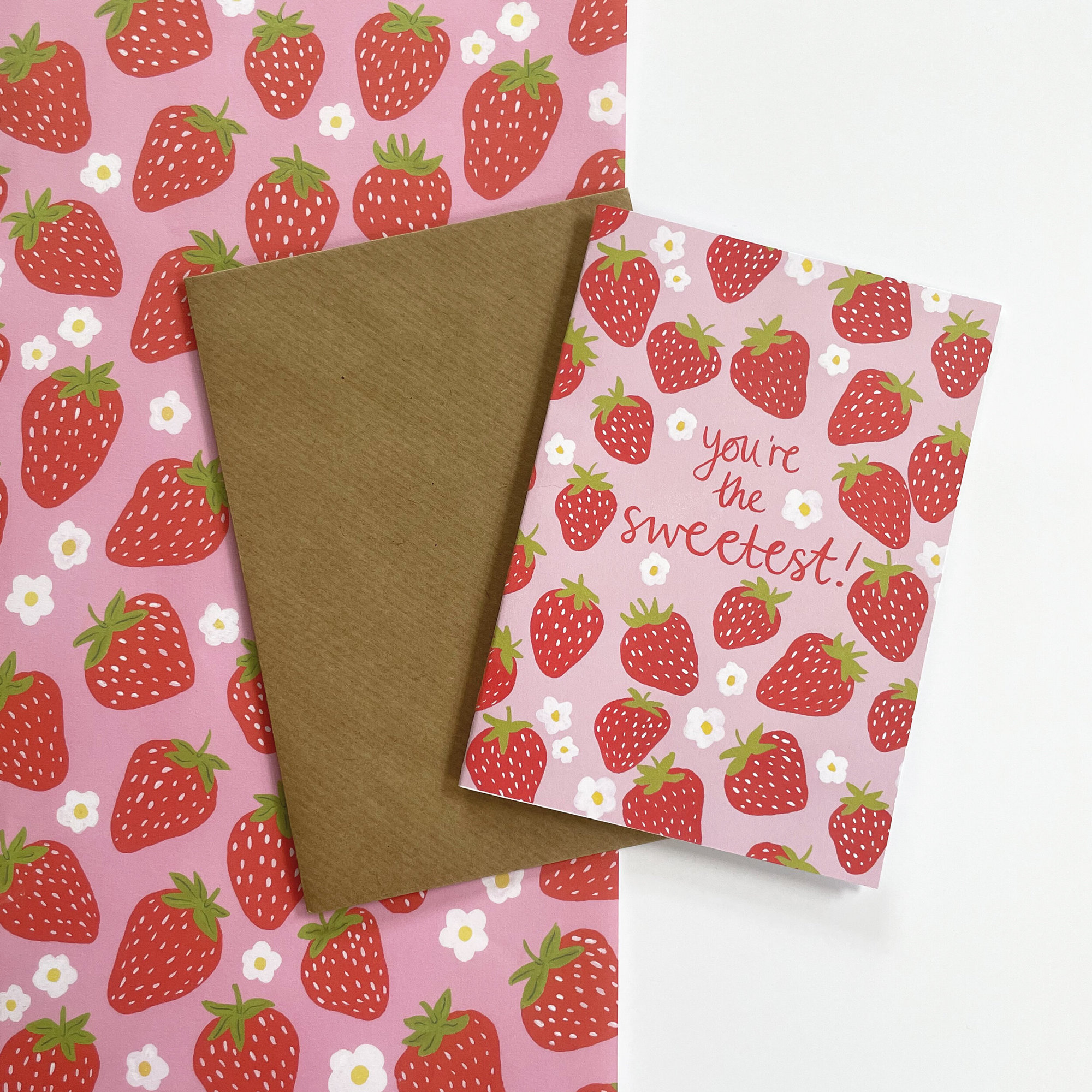 Sweet Strawberries Wrapping Paper - Wrap + Greetings Card