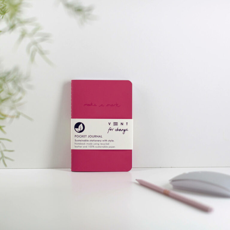 Recycled Leather A6 Pocket Notebook - Pink