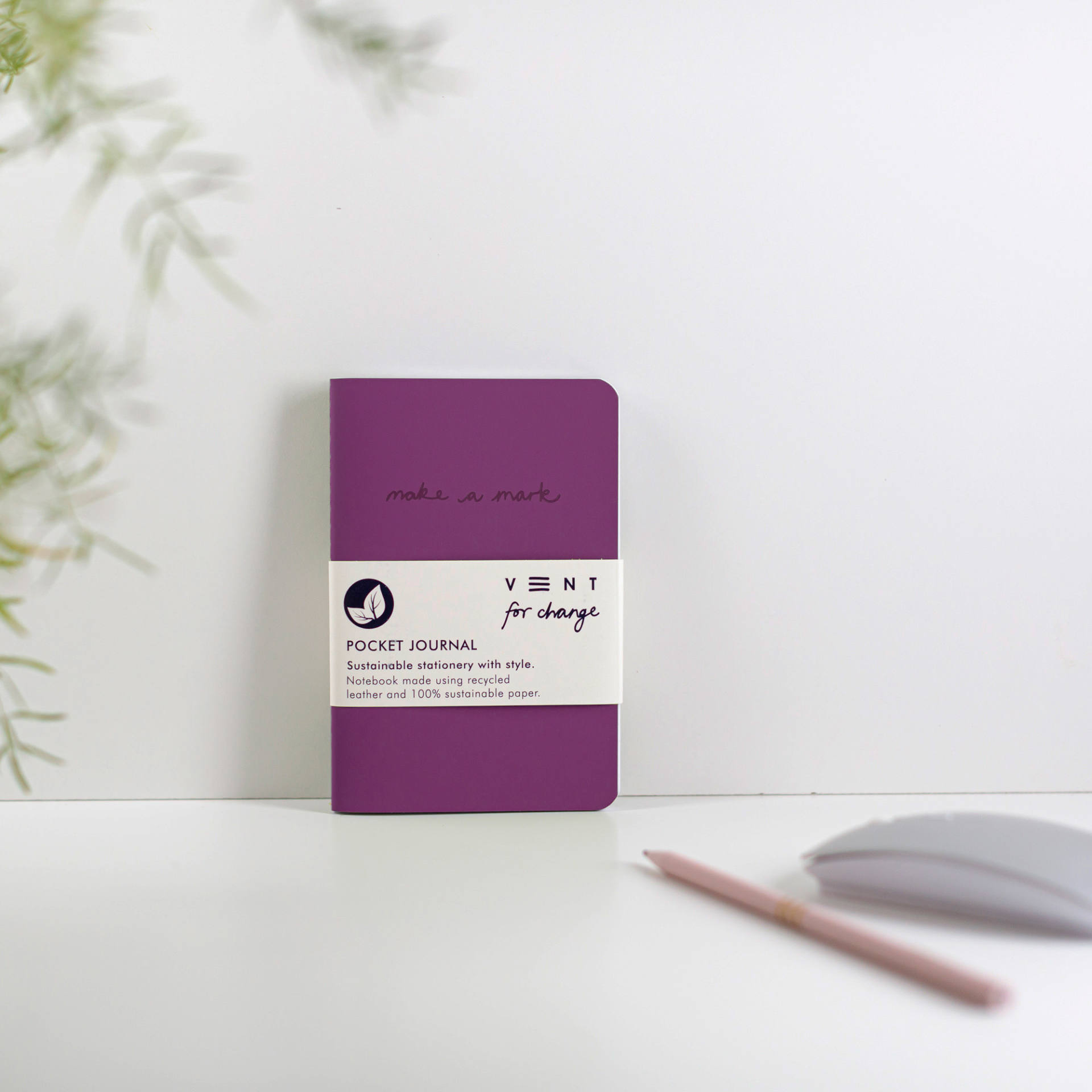 Recycled Leather A6 Pocket Notebook - Purple