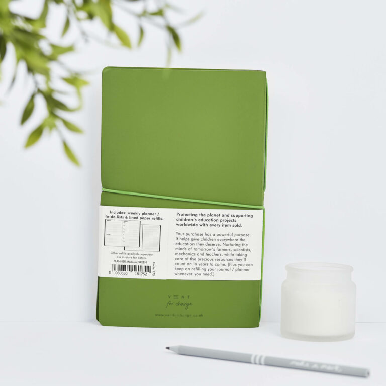 Recycled Leather Refillable Weekly Planner - Green