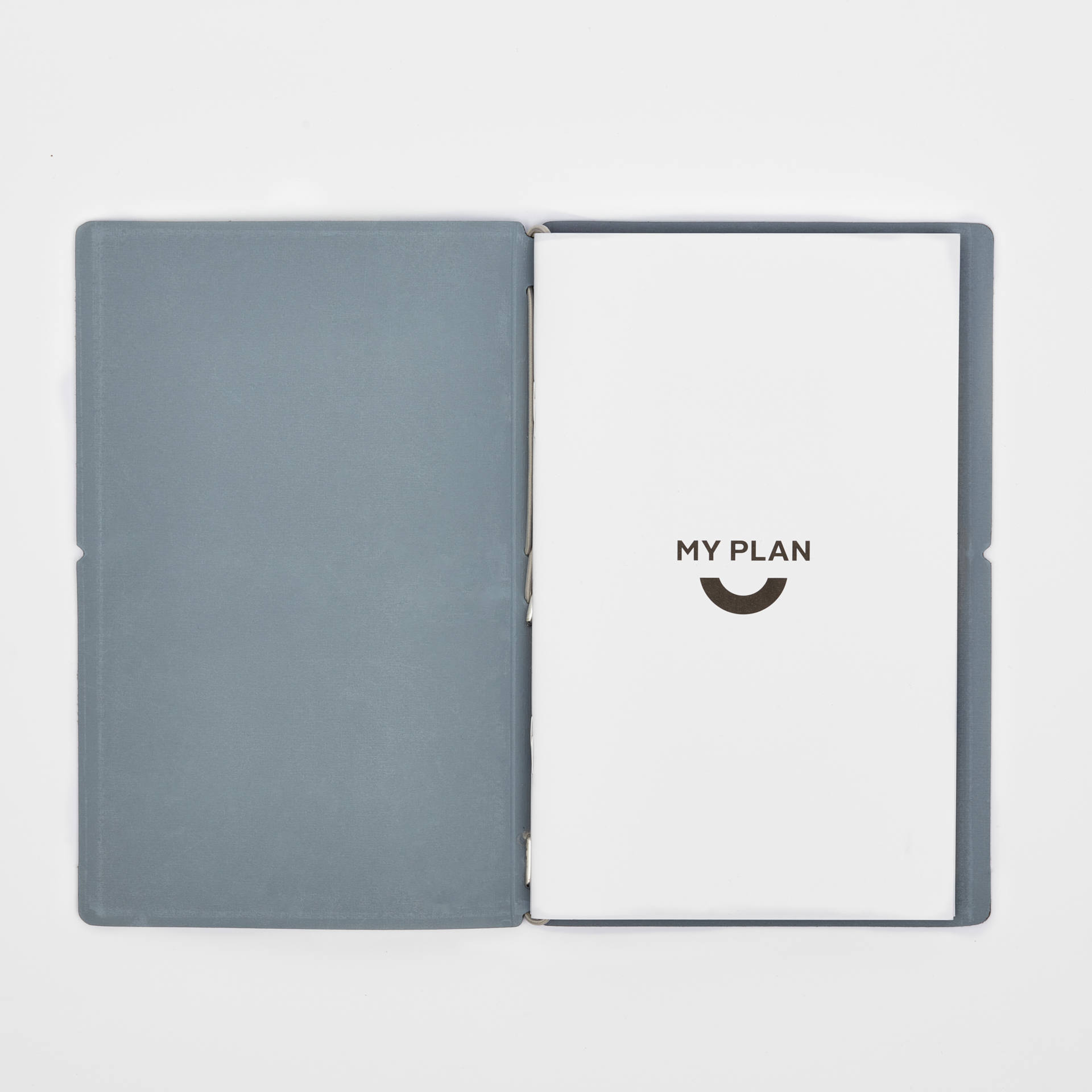 Recycled Leather Refillable Weekly Planner - Dusty Blue
