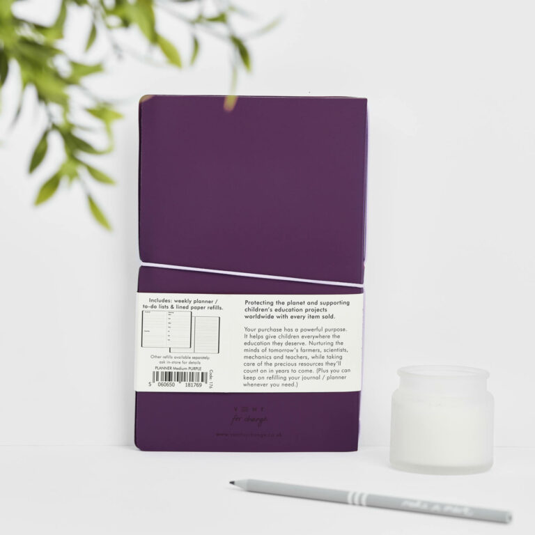Recycled Leather Refillable Weekly Planner - Purple