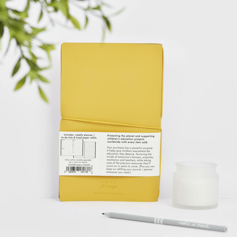 Recycled Leather Refillable Weekly Planner - Yellow