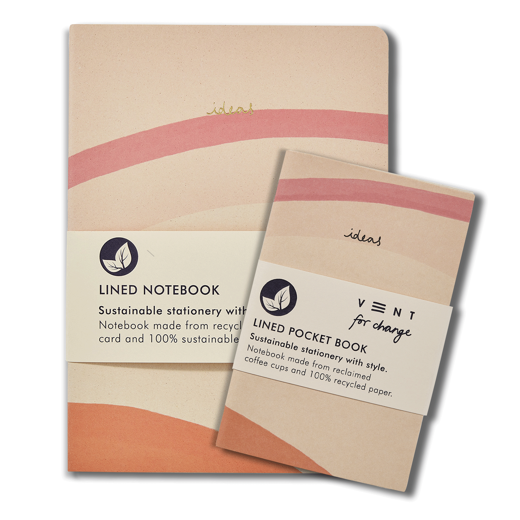 Recycled &amp; Sustainable Lined Notebook Gift Sets - cream