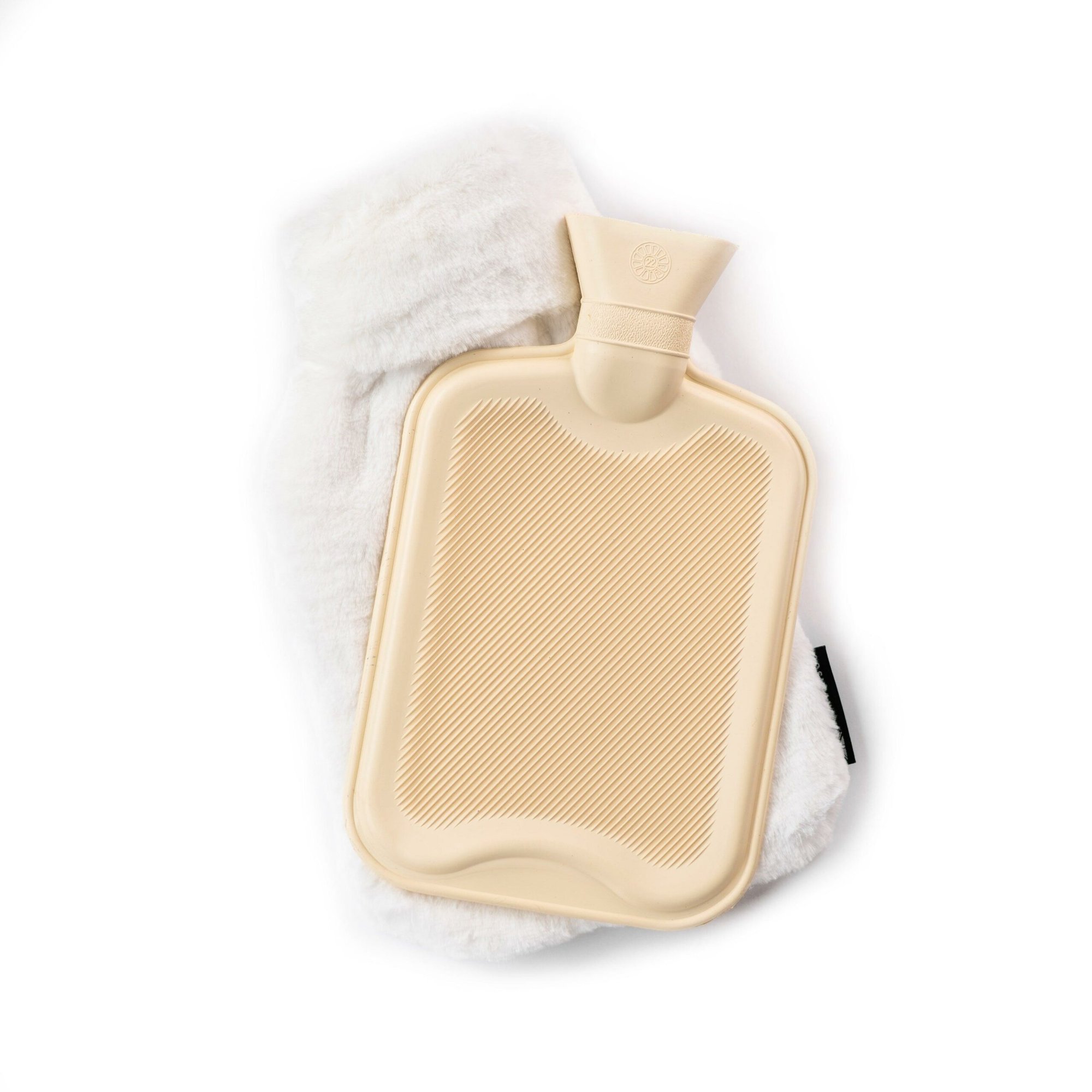Triple White Faux Fur Hot Water Bottle Gift Set