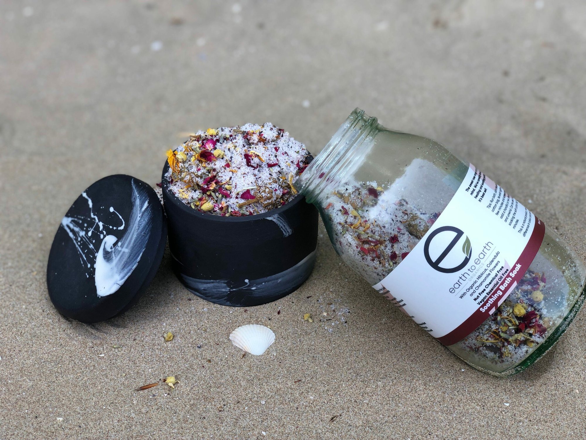 Organic Bath Salts Gift Set With Natural Dried Flowers