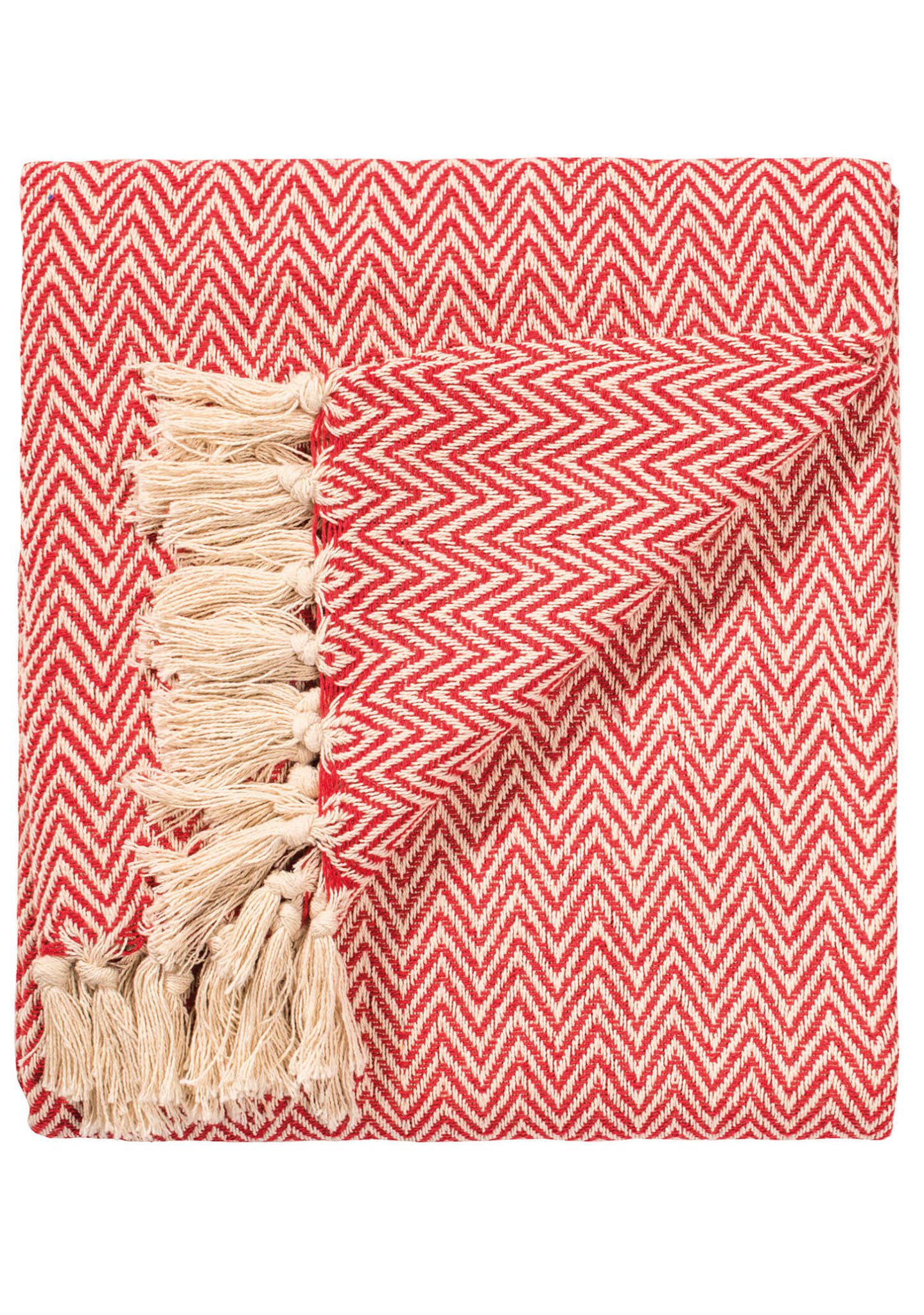 Chevron Recycled Cotton Throw - red