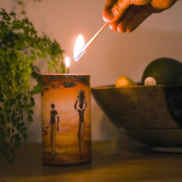 Hand Painted African Sunset Candles