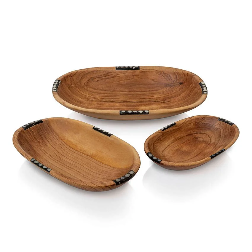 Set Of 3 Olive Wood Bowls