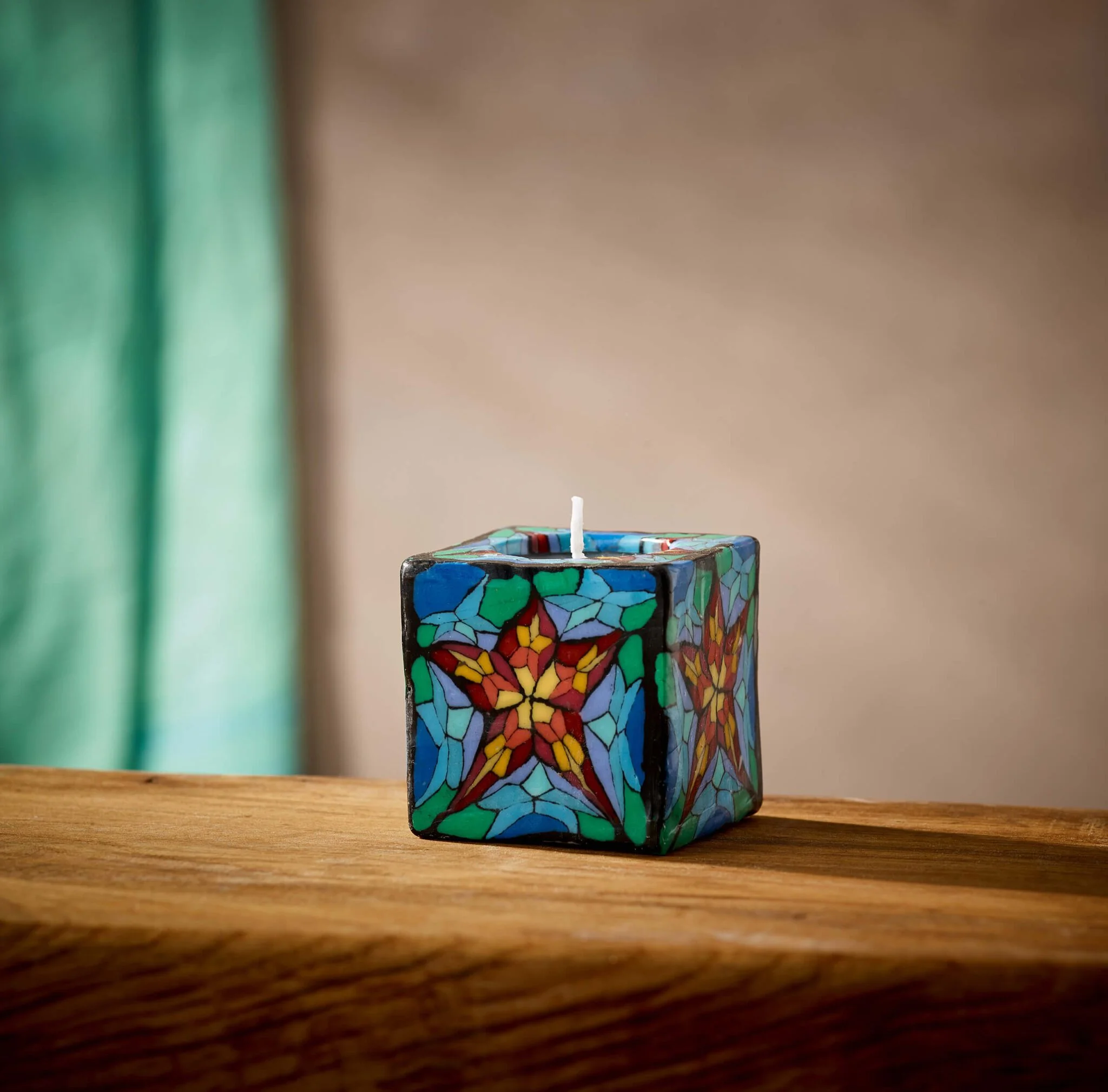Stained Glass Candles - mini cube