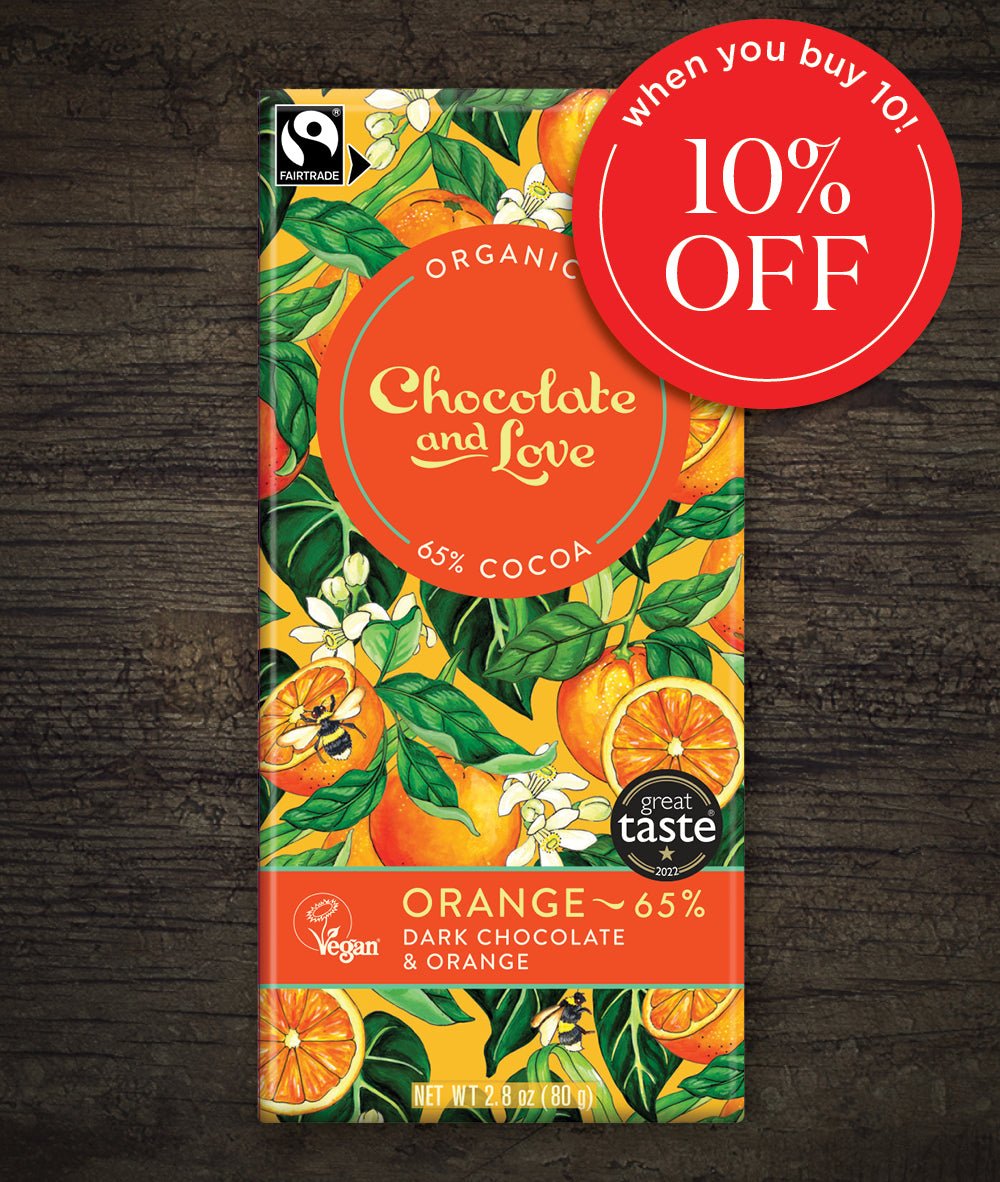 Orange 65% - Dark Chocolate Bar With Orange Extract - 10 x 80g
