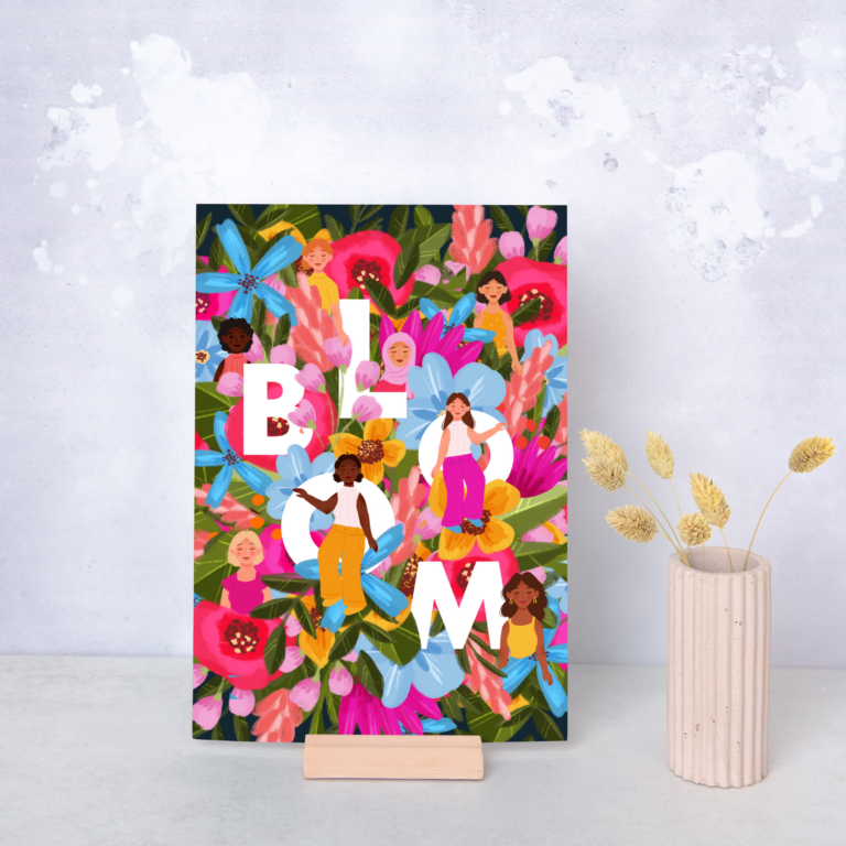 'bloom' Floral Women A4 Wall Art Print