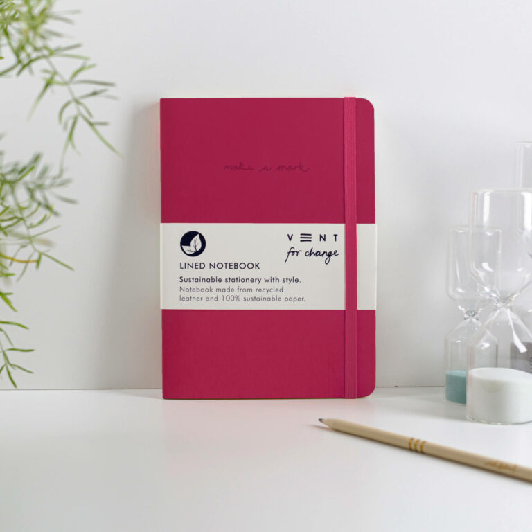Recycled Leather A5 Lined Notebook - Pink