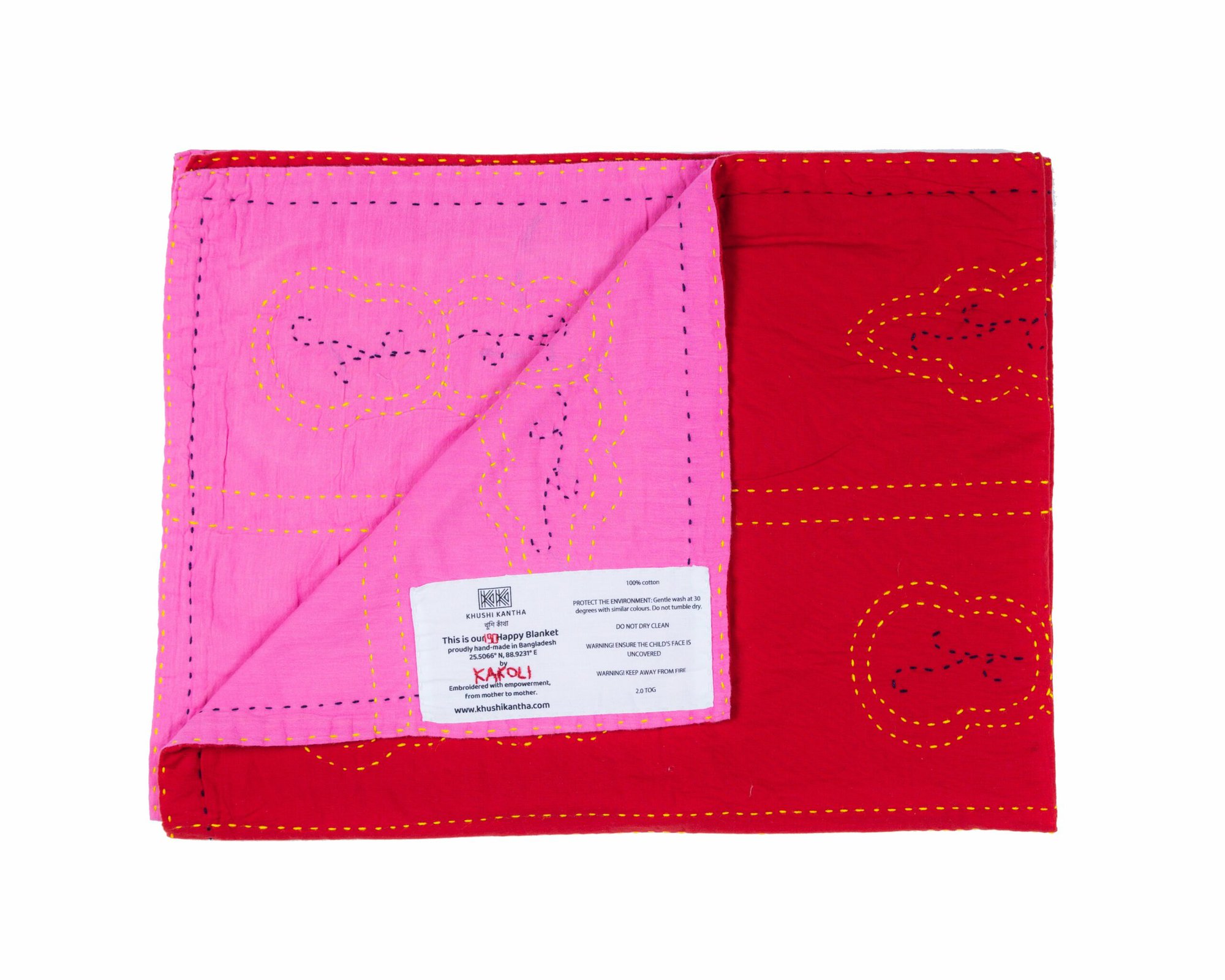 Gaibandha (leaf) Happy Blankets - Shopna (Pink) / Sumi (Red)