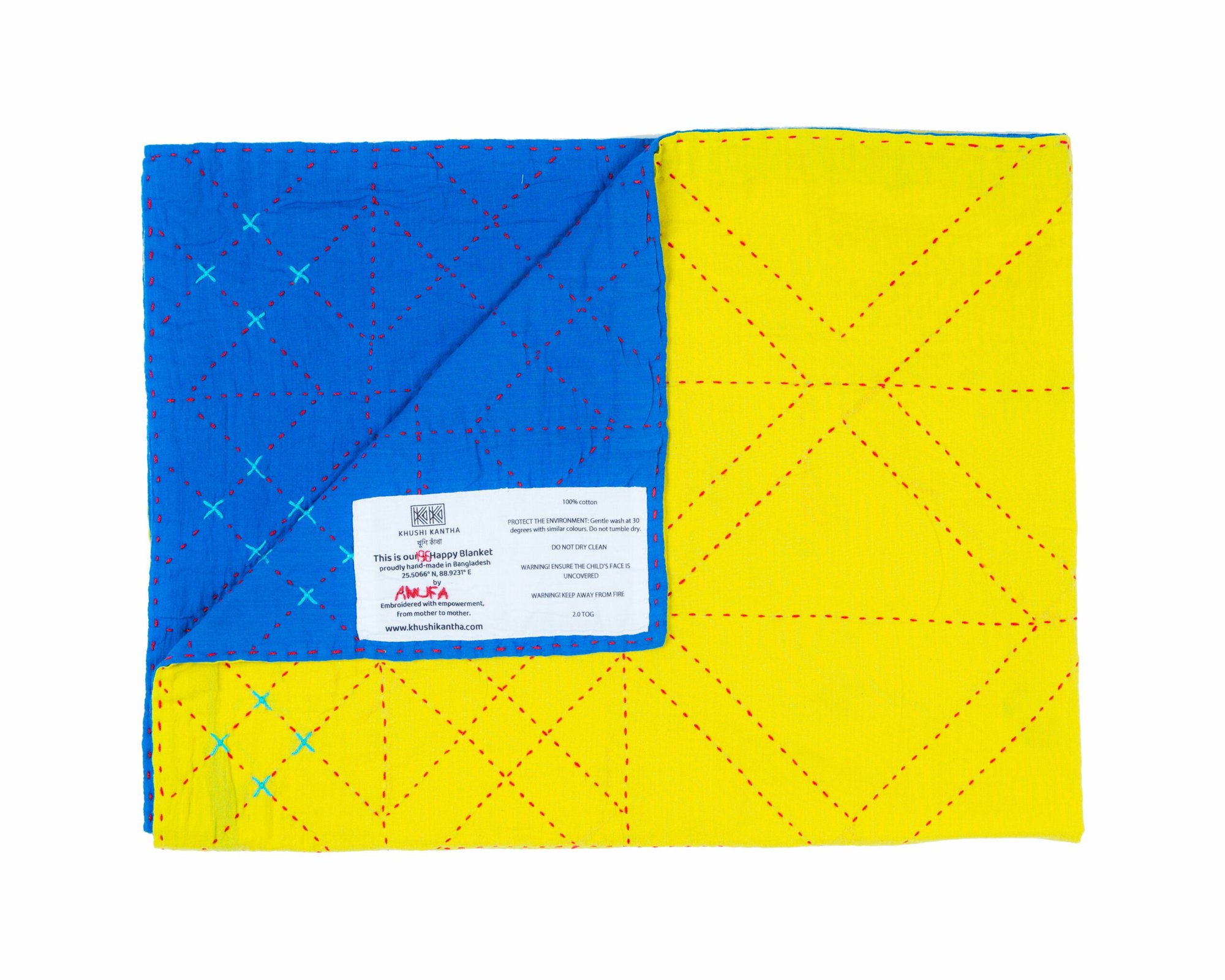 Kurigram (geometric) Happy Blankets - Asha (Yellow) / Amanullah (Light Blue)