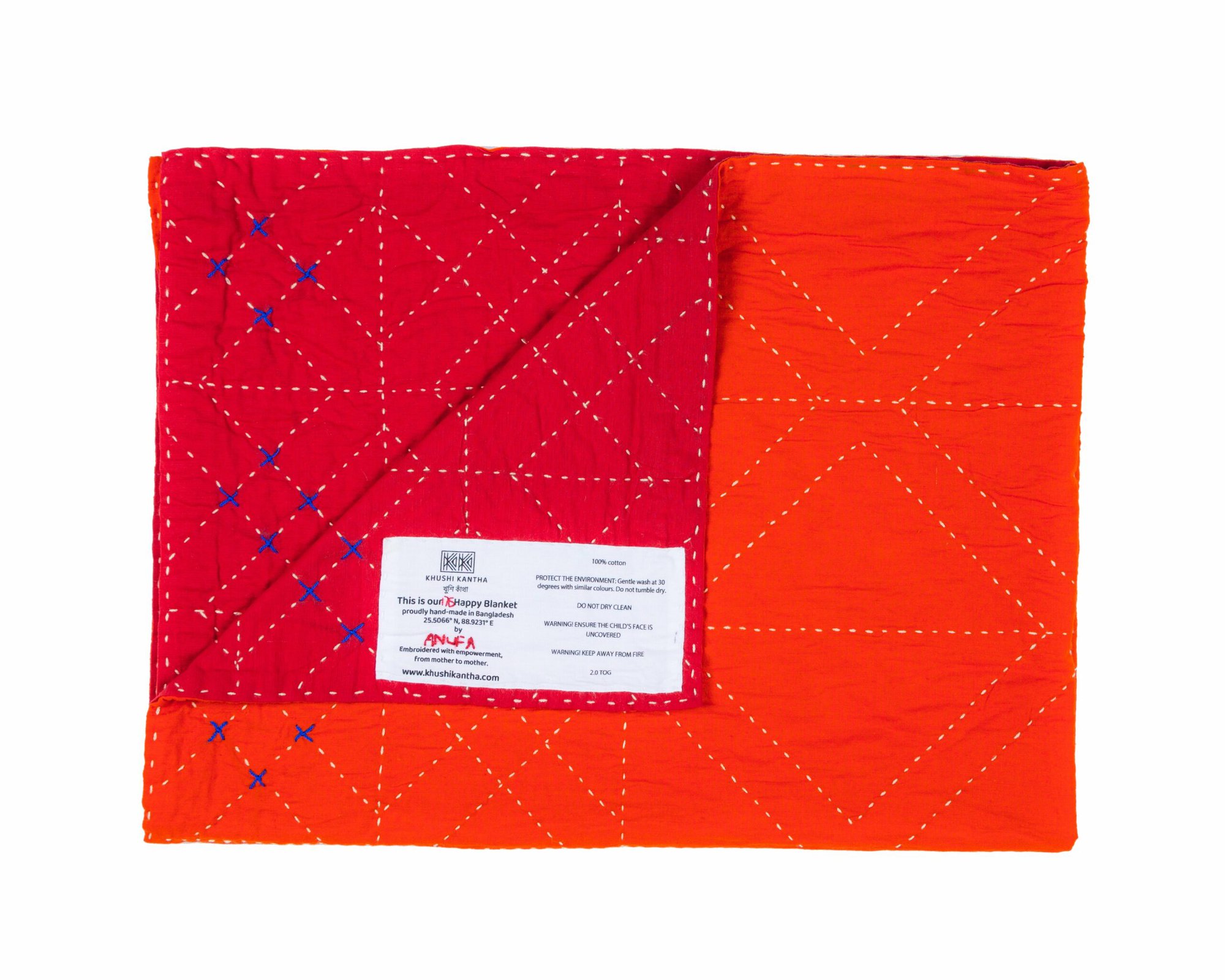 Kurigram (geometric) Happy Blankets - Sumi (Red) / Asif (Orange)