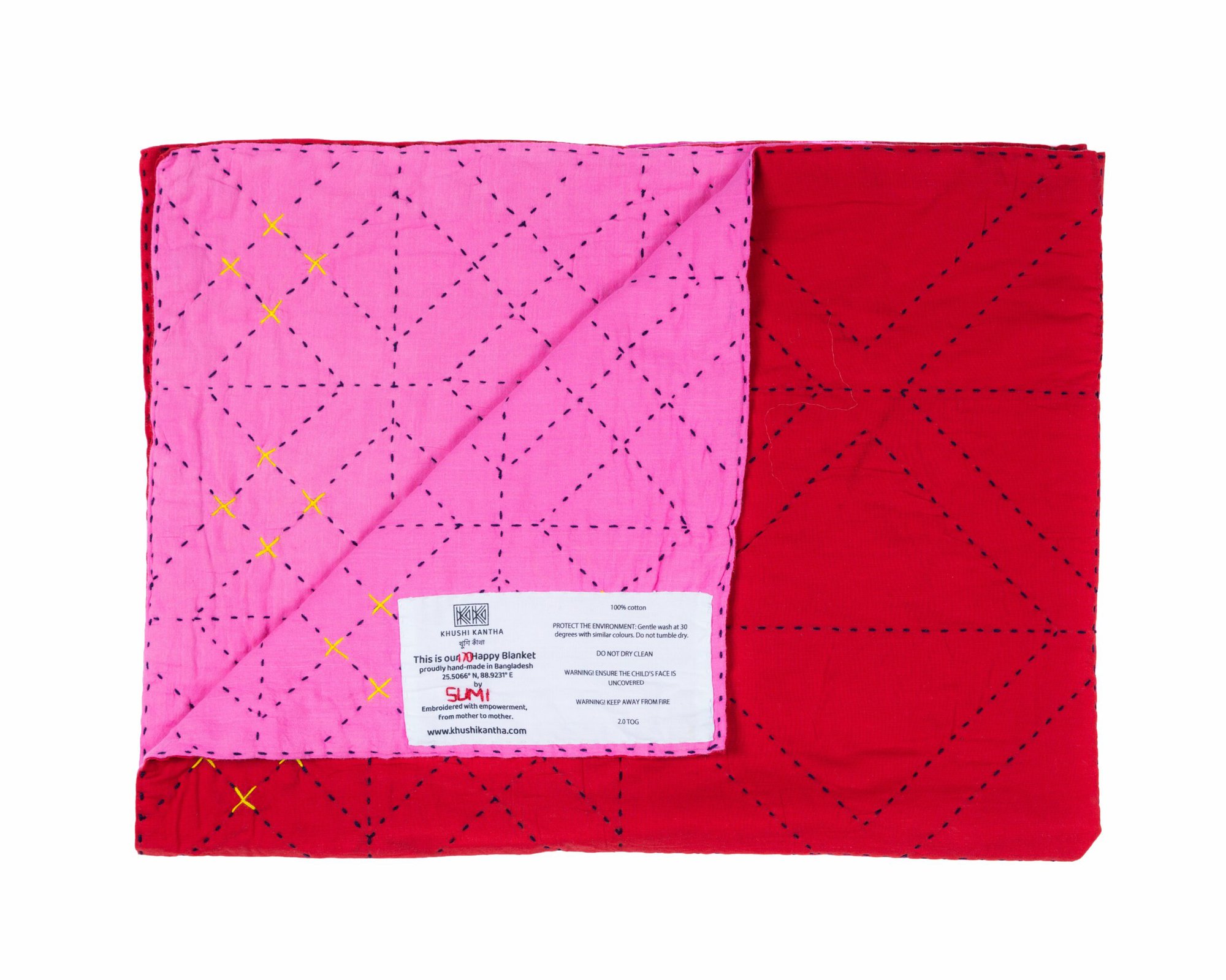 Kurigram (geometric) Happy Blankets - Shopna (Pink) / Sumi (Red)