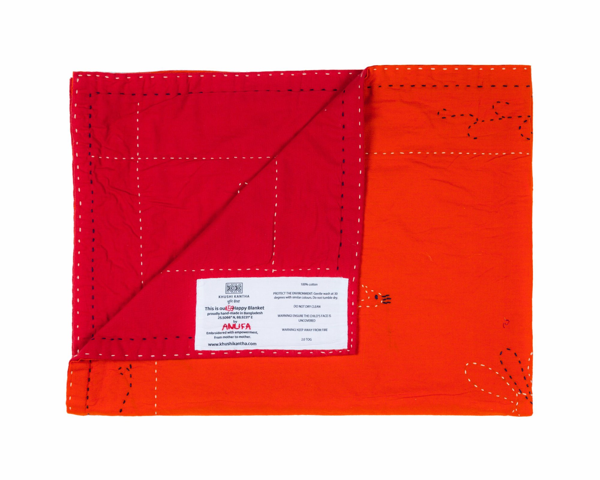 Rangpur (peacock) Happy Blankets - Sumi (Red) / Asif (Orange)