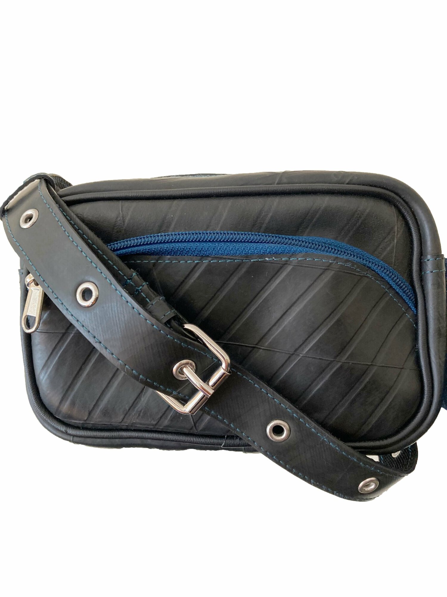 Unisex Bum Bag-recycled Tyre - peacock