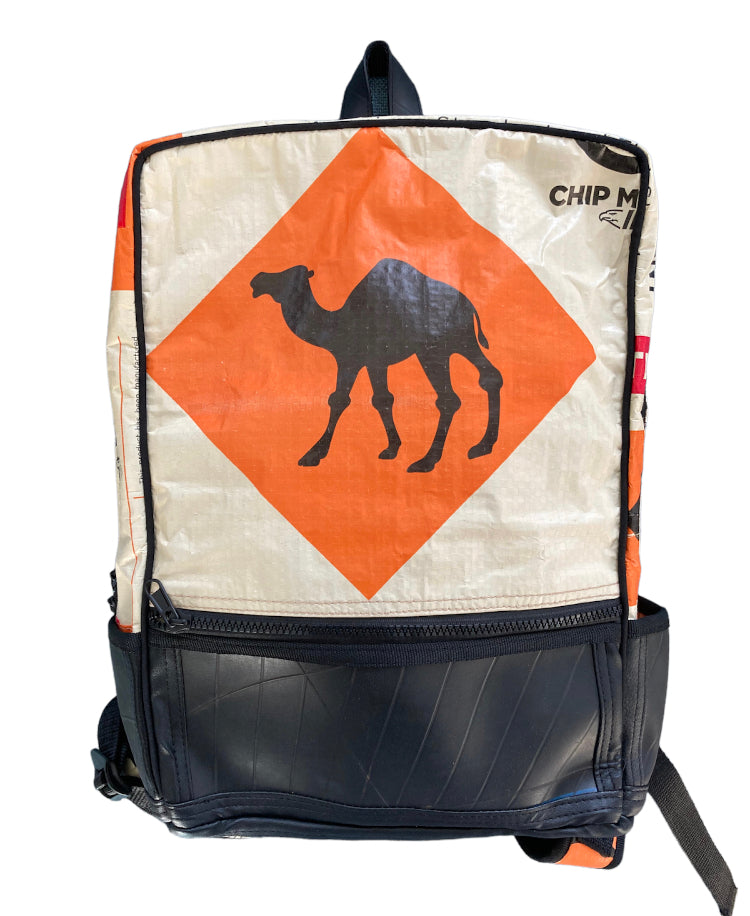 Upcycled Cement Bags Hoxton Backpack (different Variants) - Camel Orange