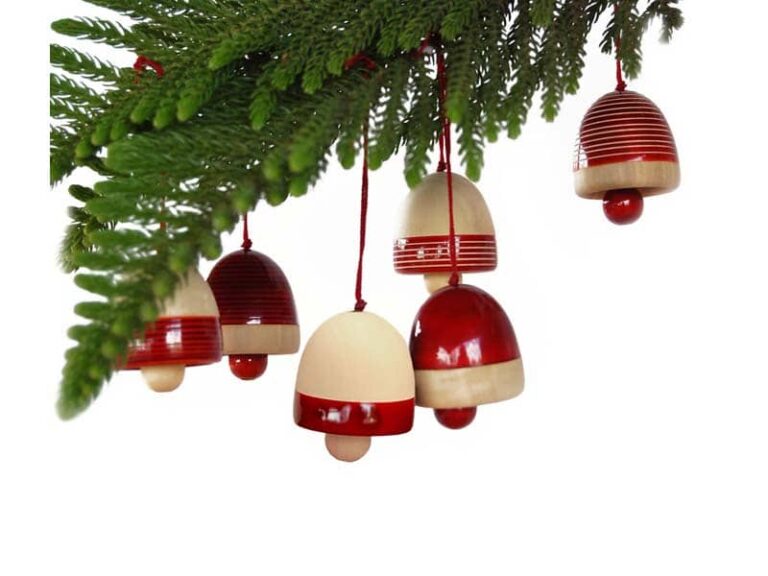 Christmas Wooden Bells Red