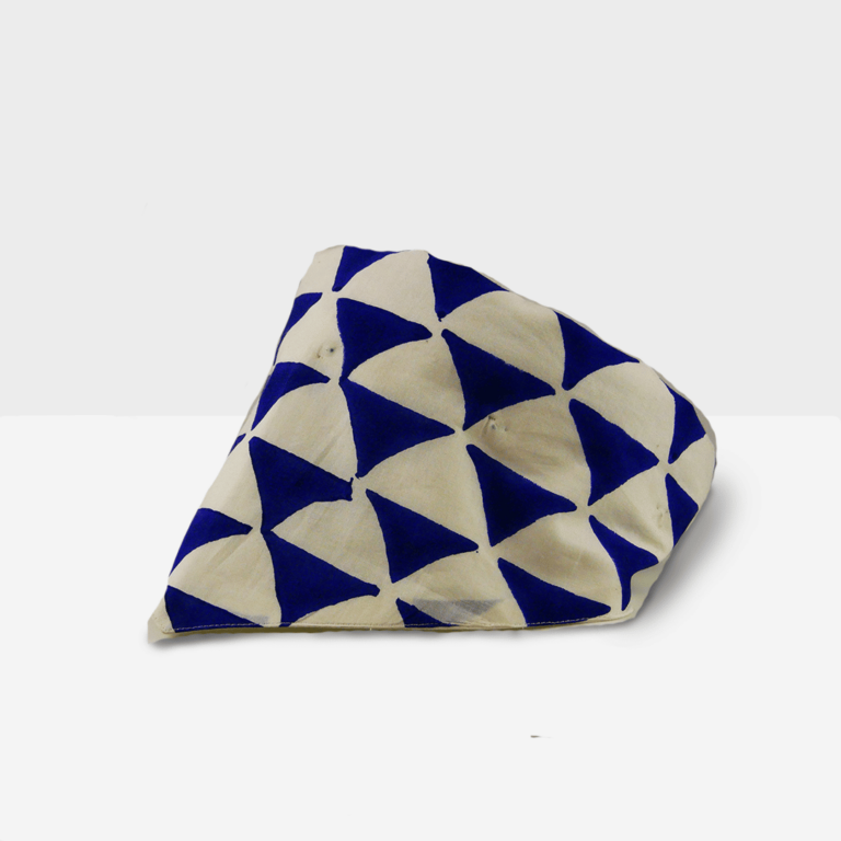 Cotton Block Print Blue Triangles Pet Bandana