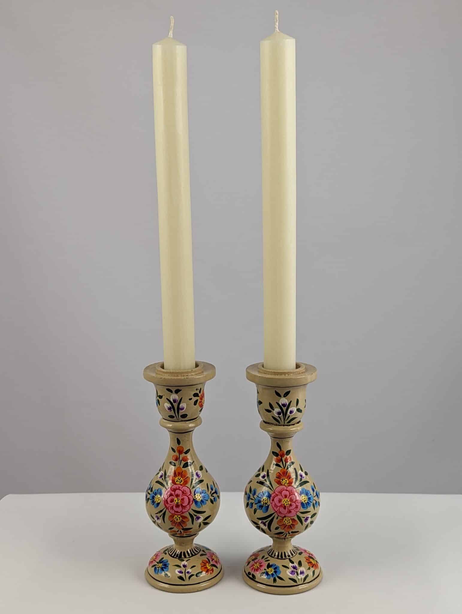Handcrafted Wooden Candlesticks - Pink