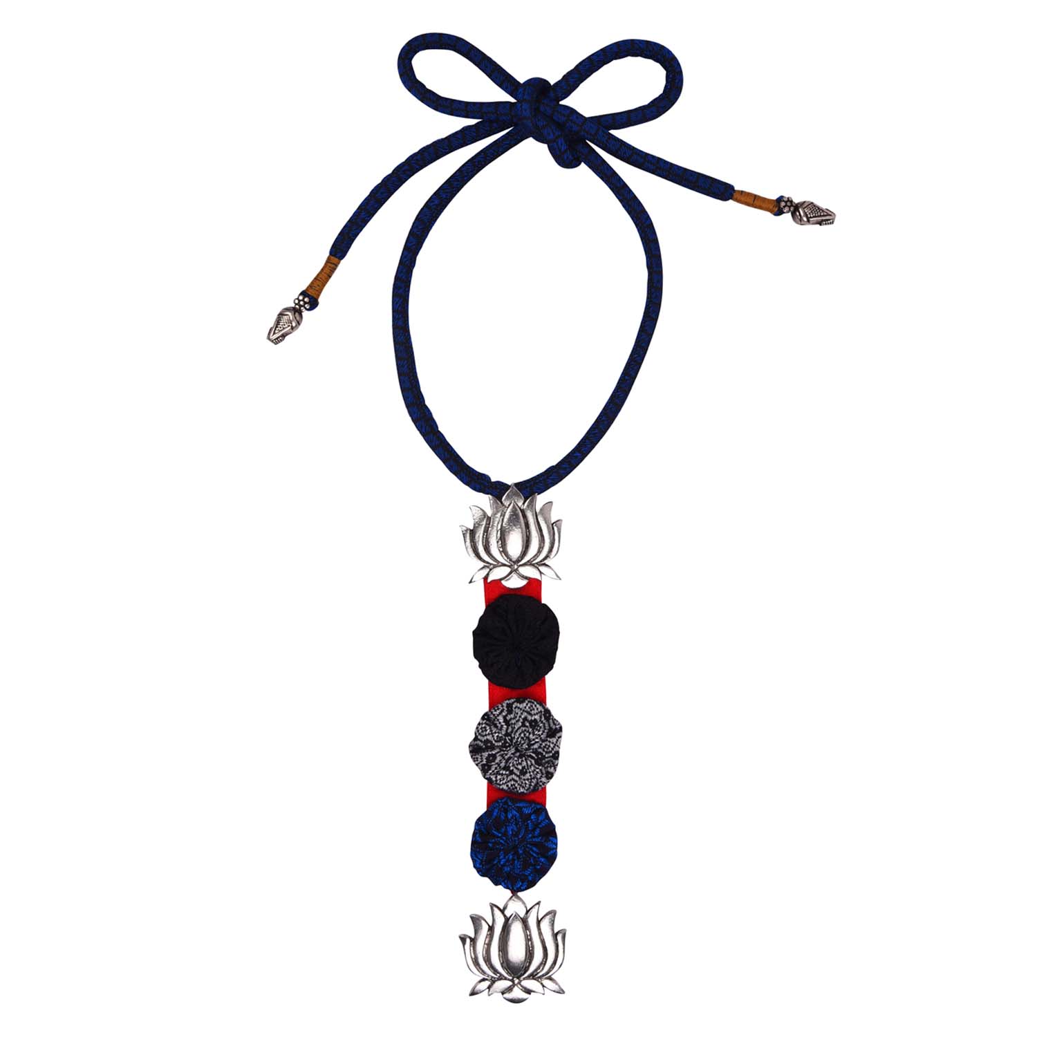 Lotus Pendant Necklace - Navy