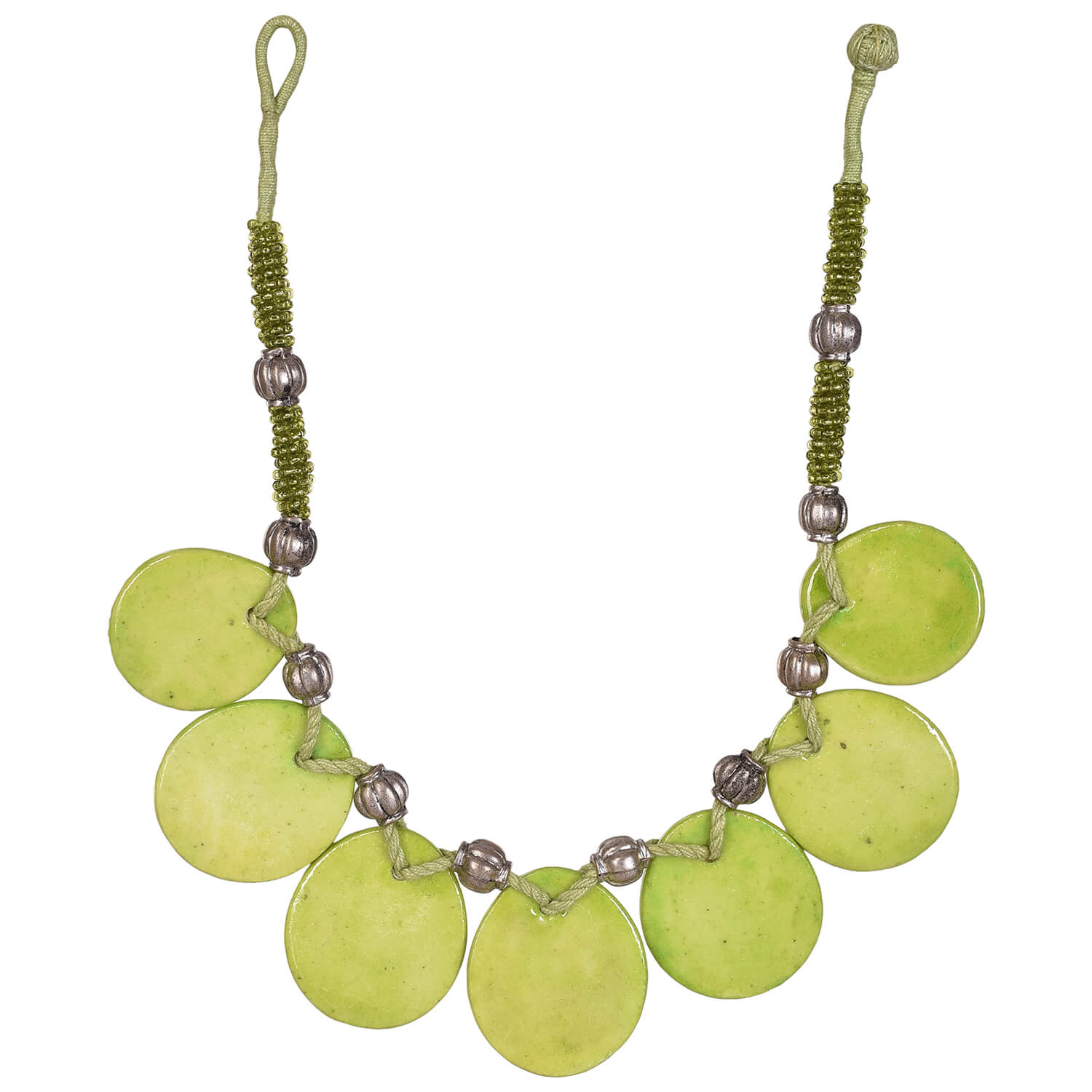 Seven Disc Necklace - Light Green