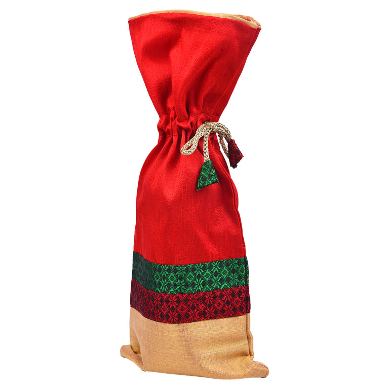 Wine Bottle Cover - Red, Green, Gold