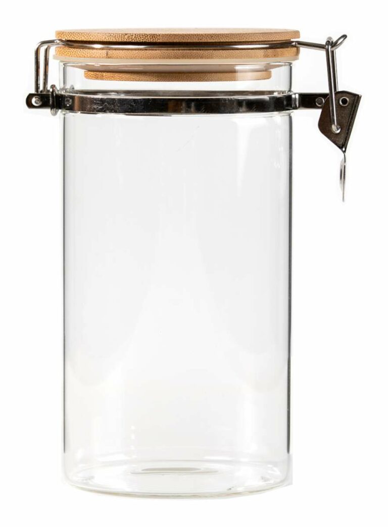 Clear Glass Jar With Clip Top Bamboo Lid - 350g
