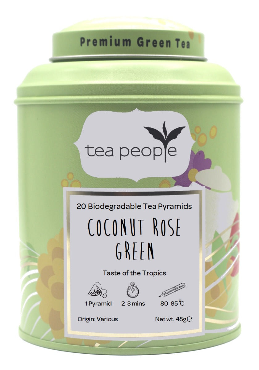 Coconut Rose Green - Tea Pyramids - 20 Tea Pyramid Tin Caddy
