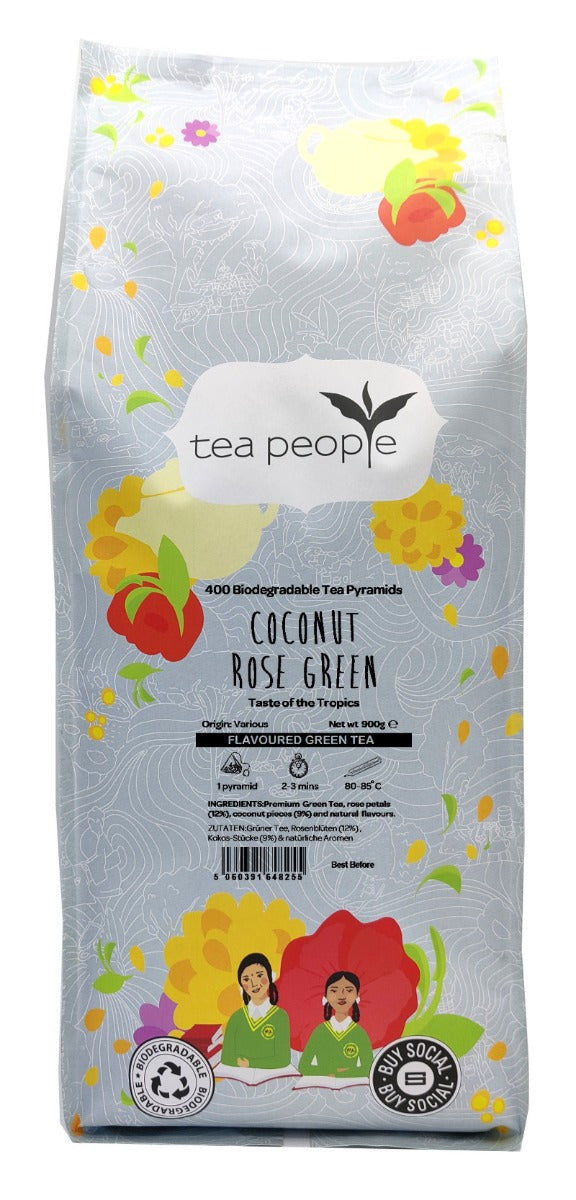 Coconut Rose Green - Tea Pyramids - 400 Pyramid Large Catering Pack