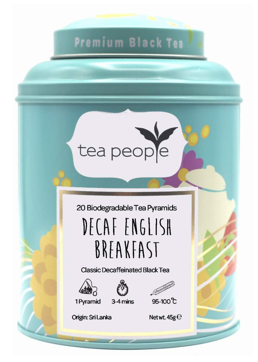 Decaf English Breakfast - Black Tea Pyramids - 20 Pyramid Tin Caddy