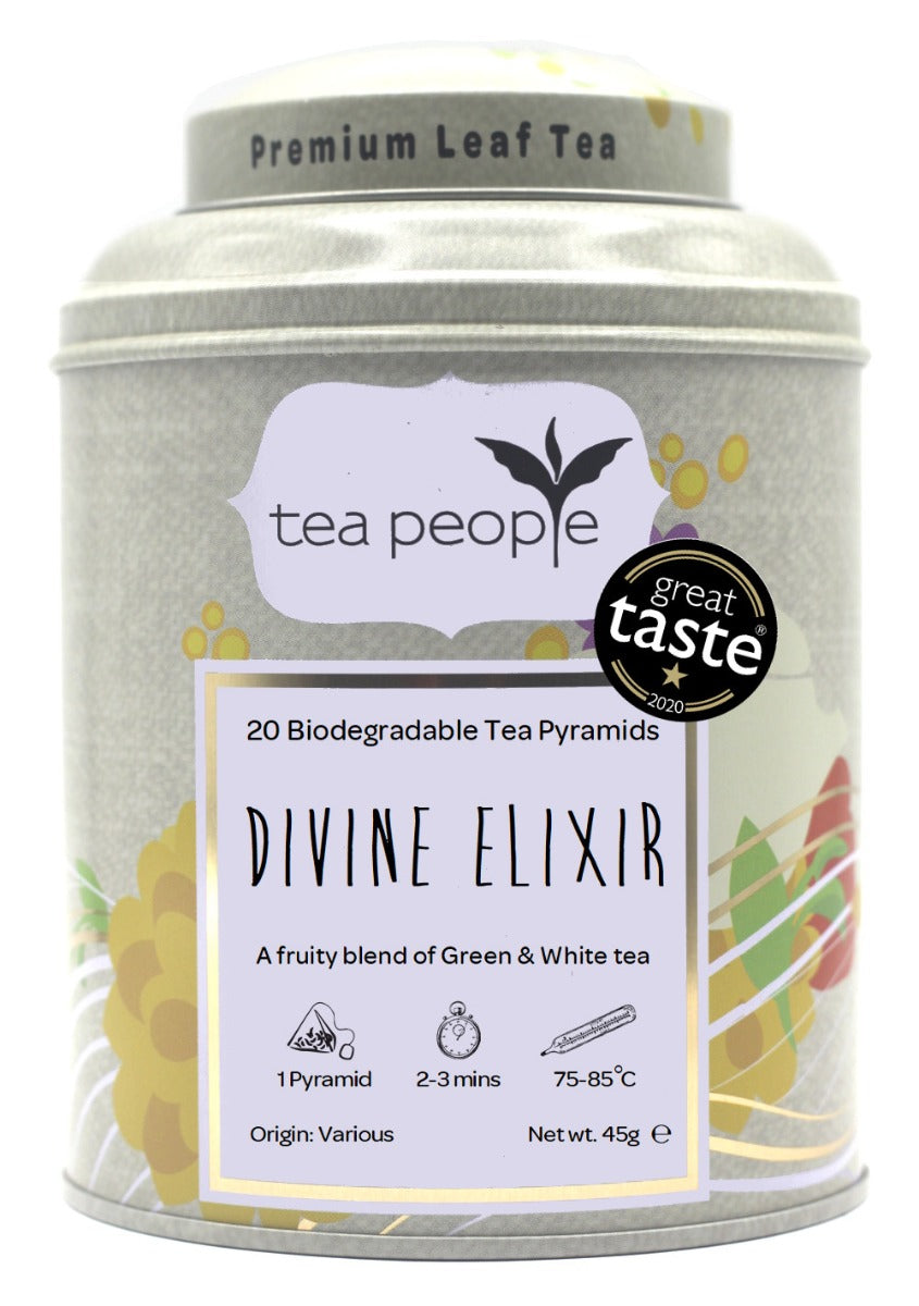 Divine Elixir - Leaf Tea Pyramids - 20 Pyramid Tin Caddy