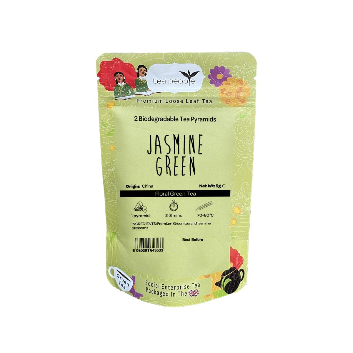 Jasmine Green - Green Tea Pyramids - 2 Pyramid Taster Pack